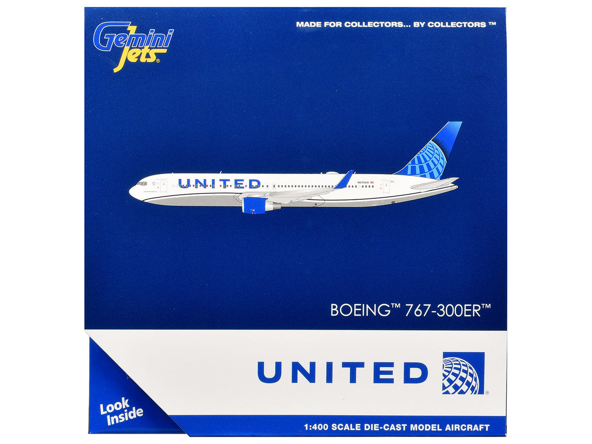 Boeing 767-300ER Commercial Aircraft "United Airlines" (N670UA) White with Blue Tail 1/400 Diecast Model Airplane by GeminiJets LuxuryLifeWay Online Store