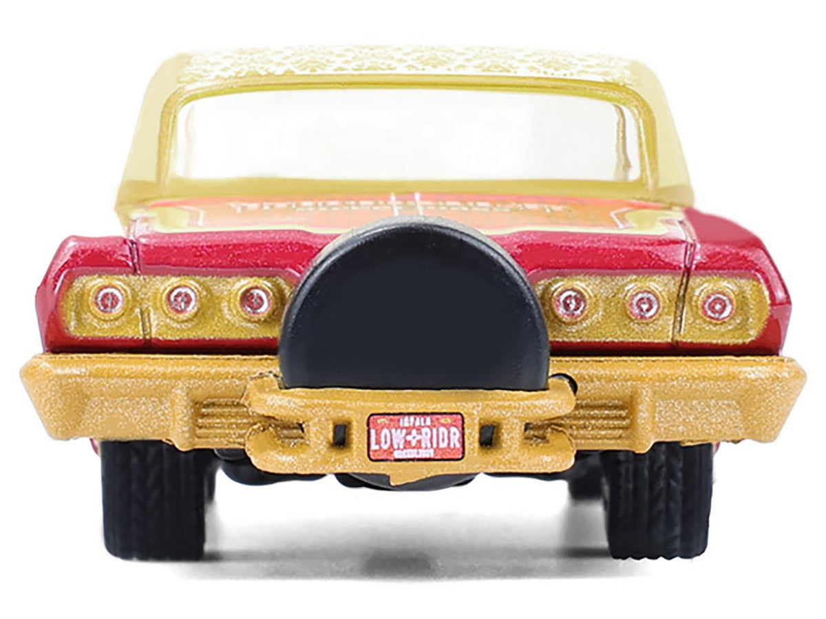1963 Chevrolet Impala Lowrider "Michael Heralda Special Edition" Red Metallic with Cream Top and Interior with Gold Graphics "Hobby Exclusive" Series 1/64 Diecast Model Car by Greenlight LuxuryLifeWay Online Store
