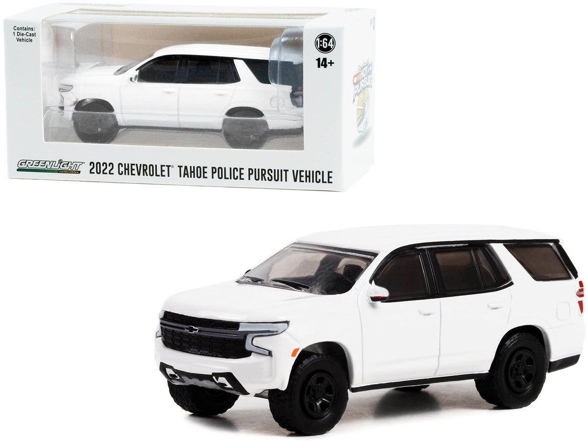 2022 Chevrolet Tahoe Police Pursuit Vehicle (PPV) White "Hot Pursuit" "Hobby Exclusive" Series 1/64 Diecast Model Car by Greenlight LuxuryLifeWay Online Store