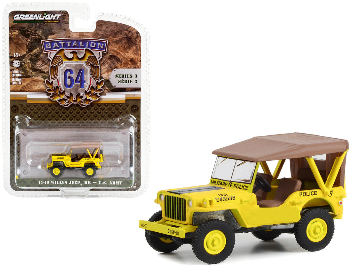 1949 Willys Jeep MB U.S. Army "545th Military Police Company Camp Drake Japan Training Camp" Yellow "Battalion 64" Series 3 1/64 Diecast Model Car by Greenlight LuxuryLifeWay Online Store