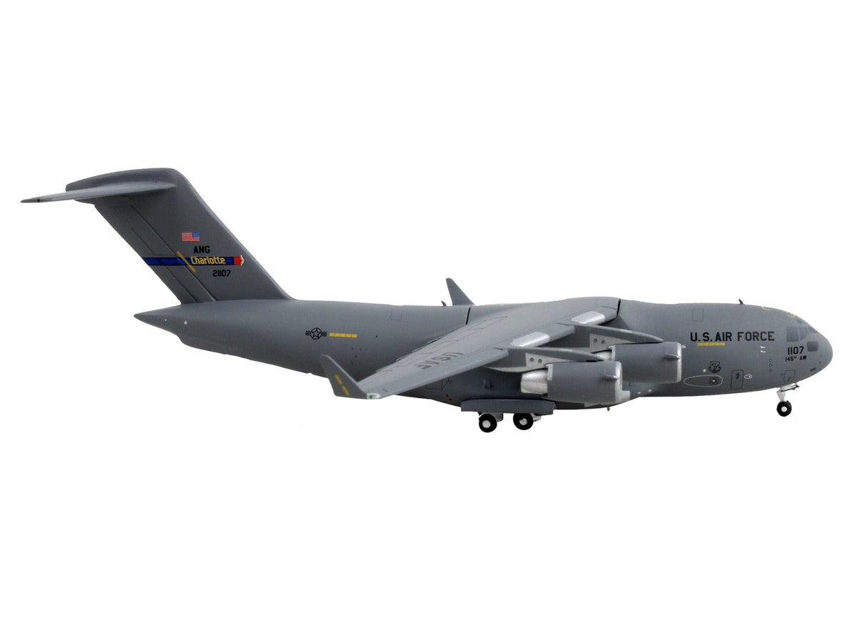 Boeing C-17 Globemaster III Transport Aircraft "Charlotte Air National Guard - United States Air Force" Gray "Gemini Macs" Series 1/400 Diecast Model Airplane by GeminiJets LuxuryLifeWay Online Store
