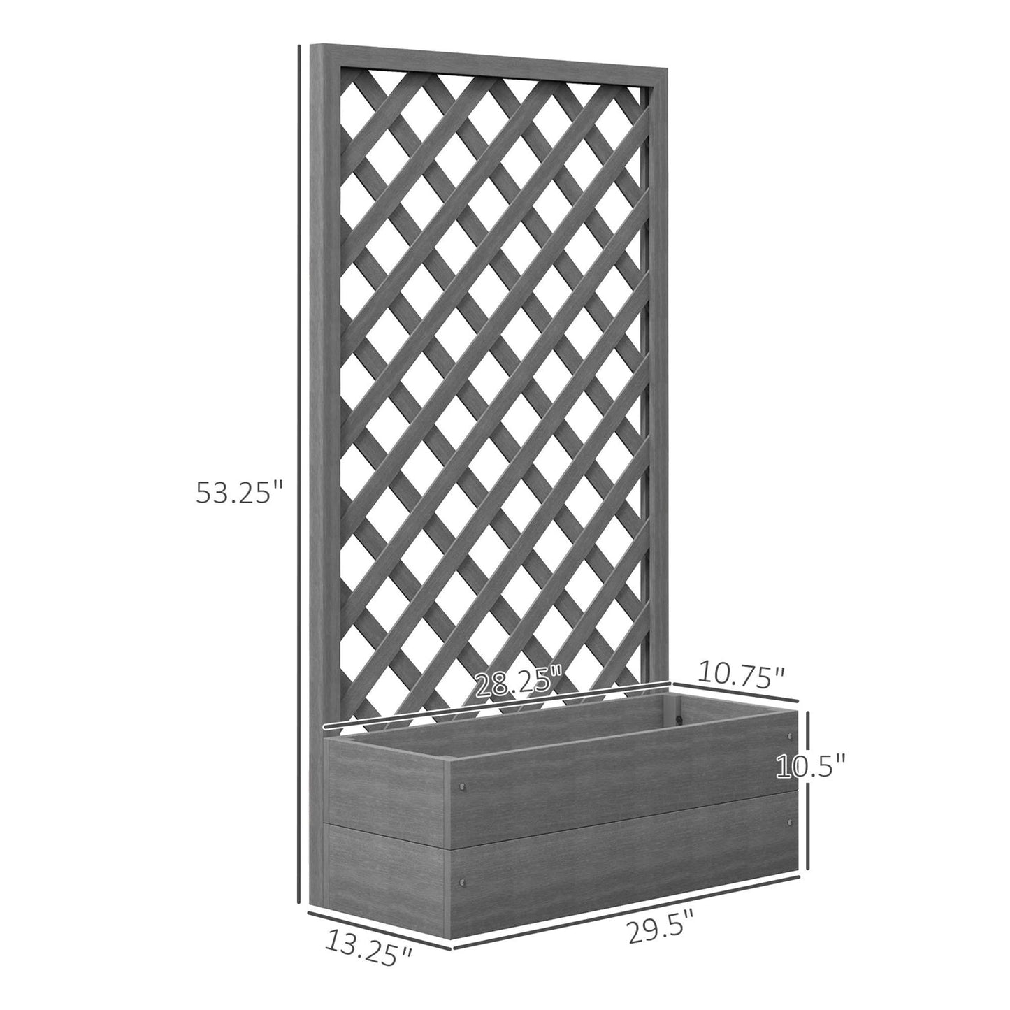 Outdoor Raised Garden Bed Planter Box with Lattice Trellis in Grey Wood Finish LuxuryLifeWay Online Store