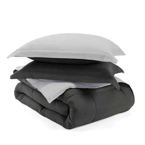 Full/Queen 3-Piece Microfiber Reversible Comforter Set in Grey / Light Grey LuxuryLifeWay Online Store