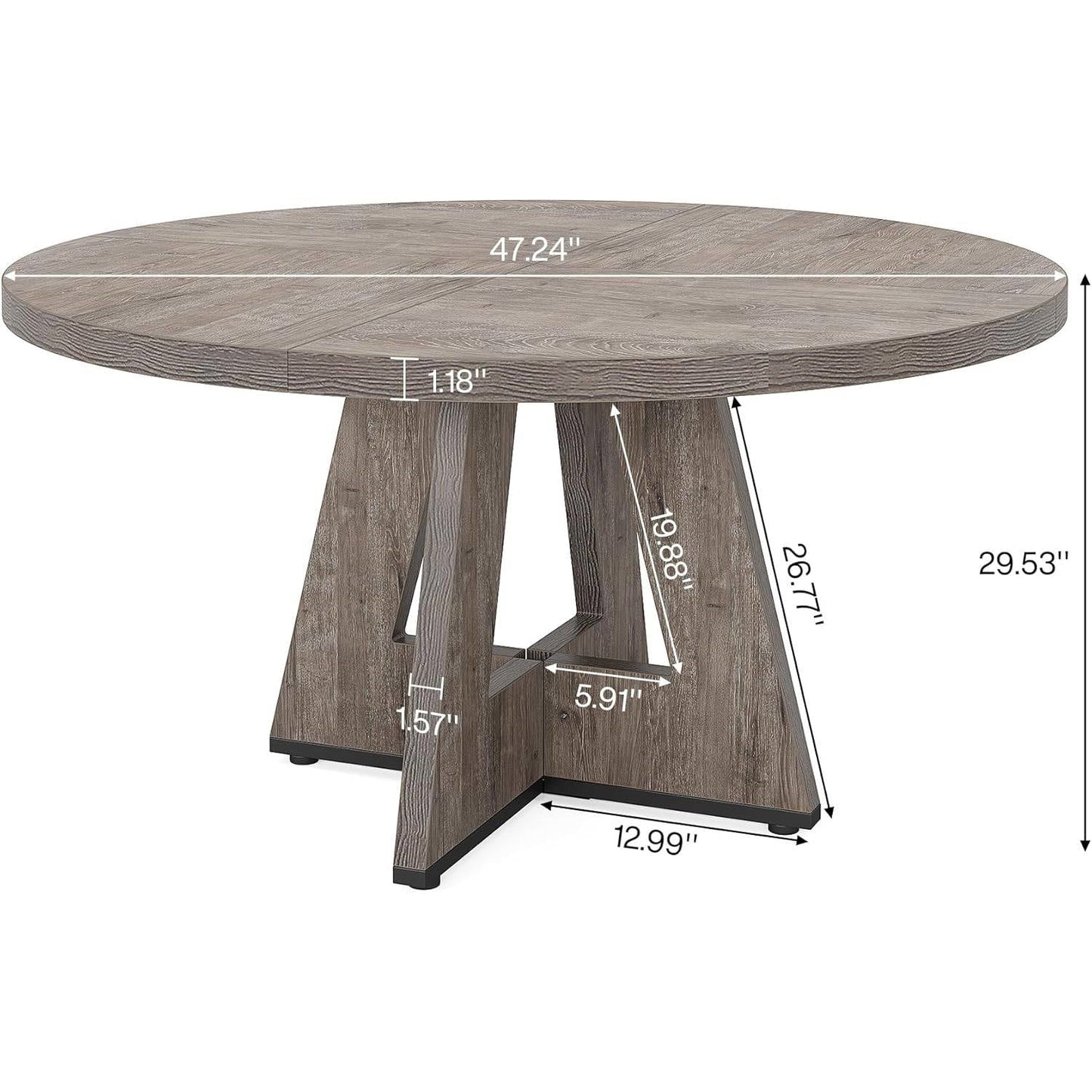 Modern Kitchen 4-Person Circular Dining Table in Grey Wood Finish LuxuryLifeWay Online Store