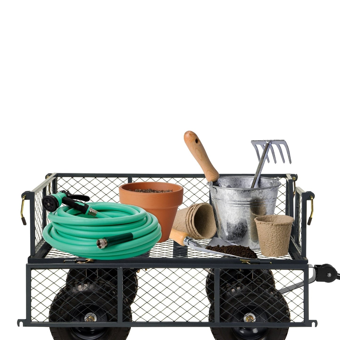 Heavy Duty Grey Steel Garden Utility Cart Wagon with Removable Sides LuxuryLifeWay Online Store