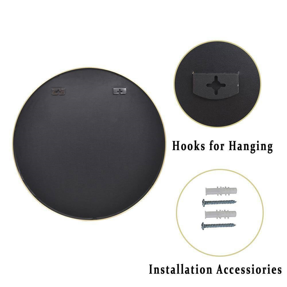 Round 24-inch Circular Bathroom Wall Mirror with Gold Frame LuxuryLifeWay Online Store