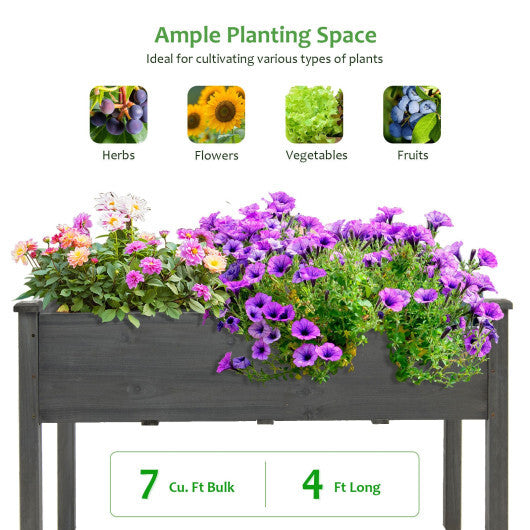Wooden Raised Vegetable Garden Bed Elevated Grow Vegetable Planter-Gray - Color: Gray LuxuryLifeWay Online Store