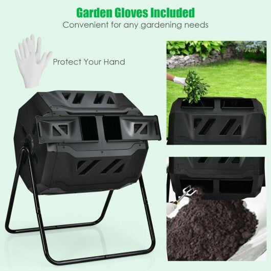 43 Gallon Composting Tumbler Compost Bin with Dual Rotating Chamber - Color: Black LuxuryLifeWay Online Store