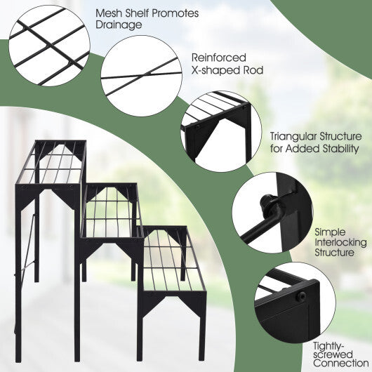 Outdoor 3 Tier Metal Plant Stand with Heavy Duty Rack for Multiple Use LuxuryLifeWay Online Store