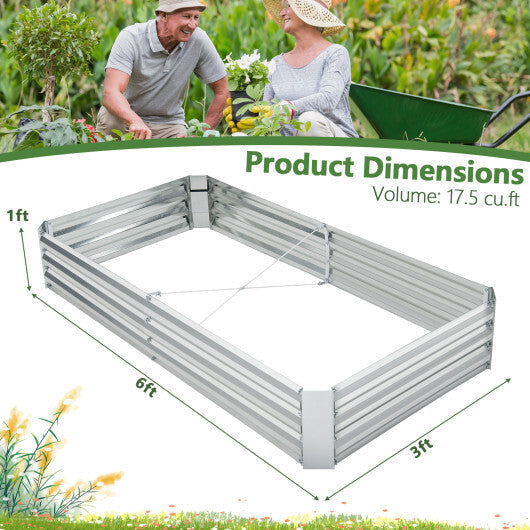 Metal Galvanized Raised Garden Bed with Open-Ended Base-6 x 3 ft - Color: Silver - Size: 6 x 3 ft LuxuryLifeWay Online Store