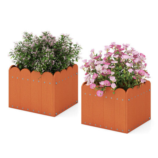2 Pack Square Planter Box with Drainage Gaps for for Front Porch Garden Balcony-Orange LuxuryLifeWay Online Store