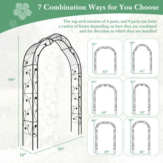 Garden Arch Arbor Trellis for Climbing Plants Roses Vines-Black LuxuryLifeWay Online Store