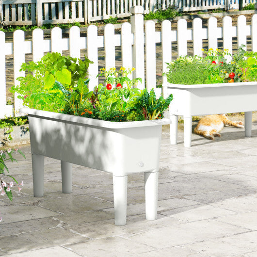 2 Pieces Raised Garden Beds Self-Watering Planter Box with Detachable Legs and Drainage Hole-Coffee LuxuryLifeWay Online Store