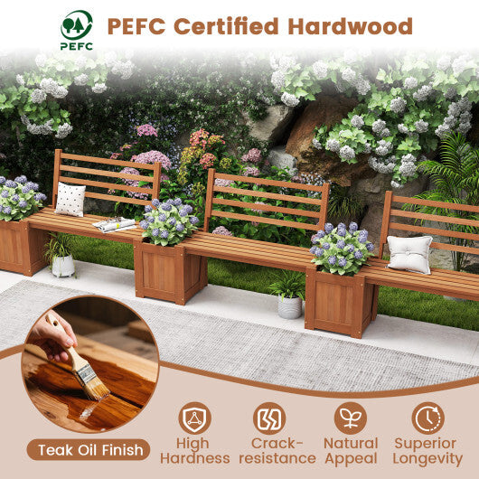 Wood Planter Box with Bench and Backrest for Garden Yard Balcony LuxuryLifeWay Online Store