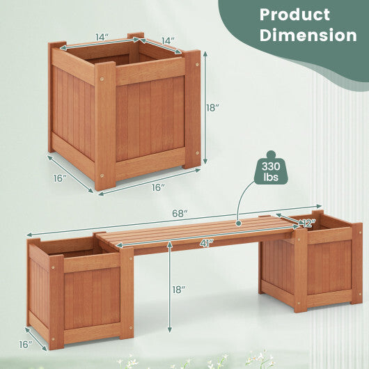Hardwood Planter Box with Bench Garden Bench with 2 Side Flower Boxes LuxuryLifeWay Online Store