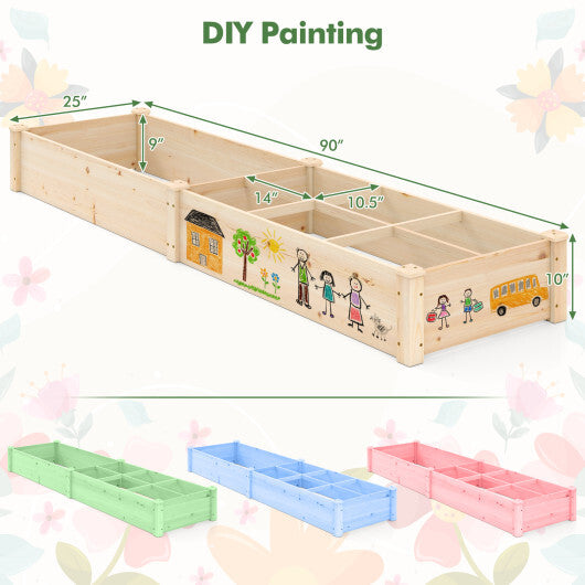 Wooden Raised Open-Ended Base Garden Bed with 2 Planter Boxes Divider-Natural LuxuryLifeWay Online Store