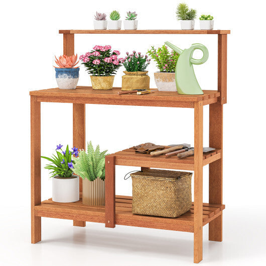 Outdoor Garden Potting Wood Planting Workstation with Open Shelves LuxuryLifeWay Online Store