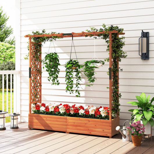 Raised Garden Bed with Arch Trellis and Hanging Roof-Orange LuxuryLifeWay Online Store