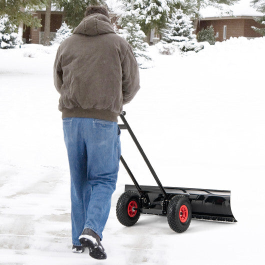 36 Inches Snow Shovel with Wheels and Adjustable Angle-Black LuxuryLifeWay Online Store
