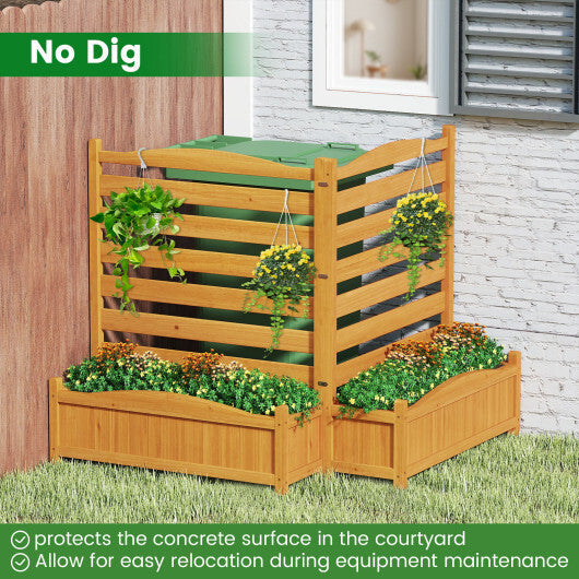 2-Panel Freestanding Outdoor Wood Privacy Screen-Yellow LuxuryLifeWay Online Store