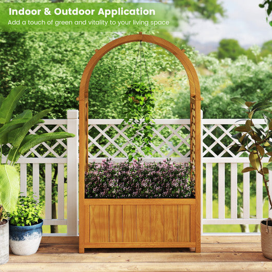 Wooden Raised Garden Bed with Lattice Trellis and Arched Roof-Orange LuxuryLifeWay Online Store