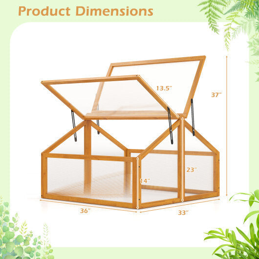 Wood Cold Frame Greenhouse Raised Flower Planter Protection with Transparent Openable Roof-Orange LuxuryLifeWay Online Store