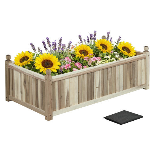 Wooden Raised Garden Bed Natural Acacia Wood Rectangular Planter Box with Liner-Natural LuxuryLifeWay Online Store