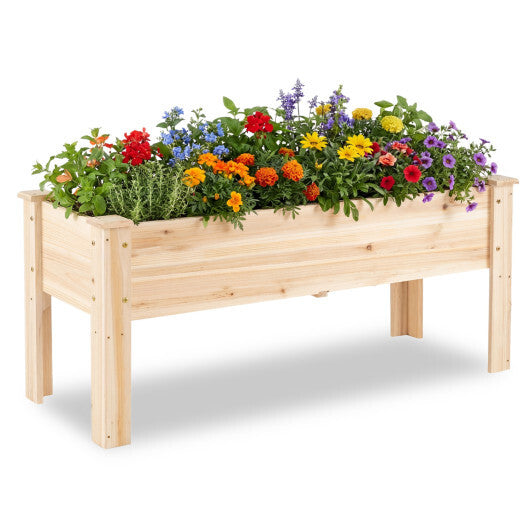 Wooden Raised Garden Bed with Legs 175 LBS Heavy-Duty Elevated Planter Box with Drainage Holes-Natural LuxuryLifeWay Online Store