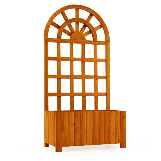 Wooden Raised Garden Bed with Trellis 48 Inch Outdoor Screen-Natural LuxuryLifeWay Online Store