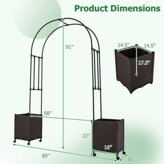 Garden Arch Trellis with 2 Self-watering Planter Boxes for Party Yard Lawn-Black LuxuryLifeWay Online Store