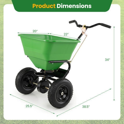 66 LBS Walk-Behind Broadcast Spreader with 13 Inch All-Terrain Tires-Black LuxuryLifeWay Online Store