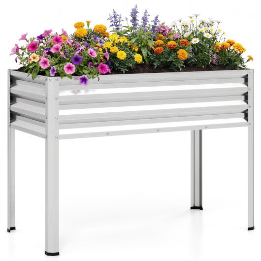 Raised Garden Bed with Legs Electro-Coating Metal Large Elevated Planter Box-Grey LuxuryLifeWay Online Store