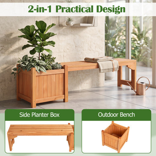2-in-1 Outdoor Bench with Raised Garden Bed with Spacious Seat and Detachable Bottom Plates-1 Piece LuxuryLifeWay Online Store