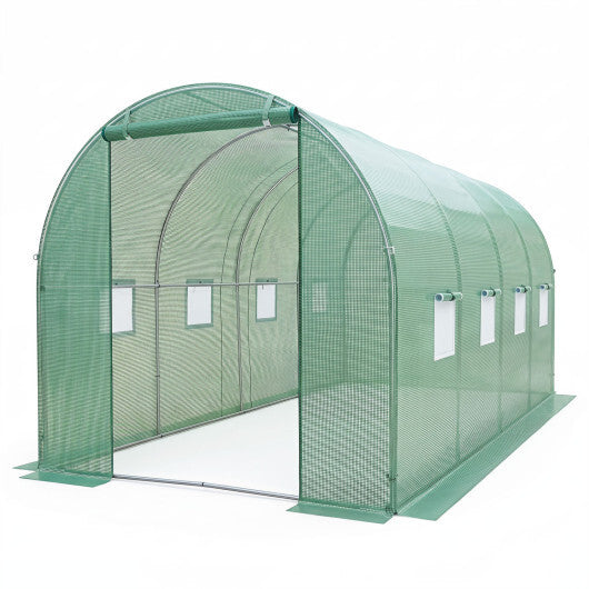 15 x 7 x 7 ft Walk-in Tunnel Greenhouse for Outdoors-White LuxuryLifeWay Online Store