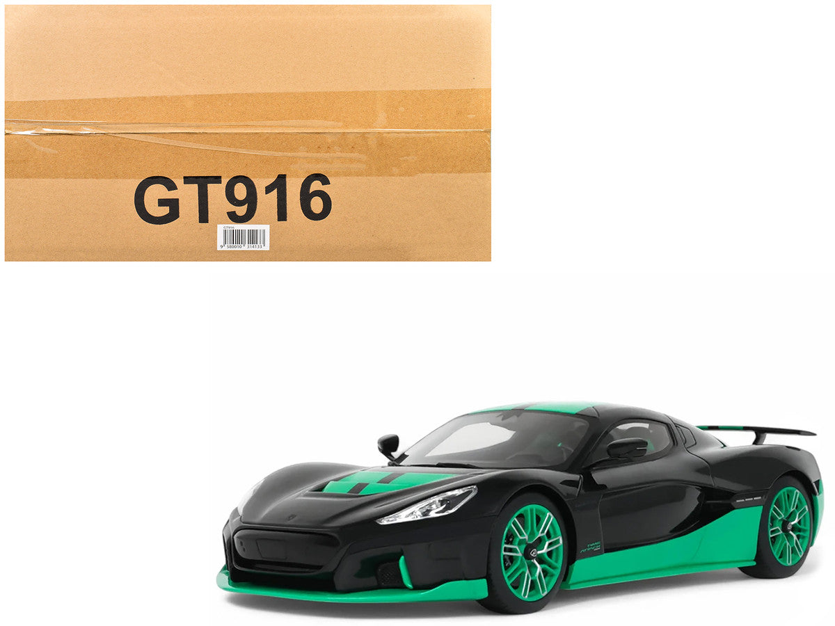 2023 Rimac Nevera Black with Green Stripes 1/18 Model Car by GT Spirit LuxuryLifeWay Online Store