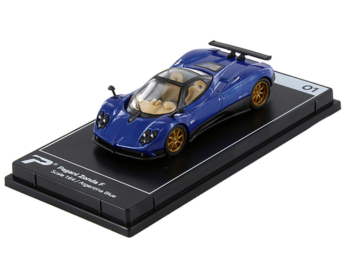 Pagani Zonda F Argentina Blue Metallic "Hypercar League Collection" 1/64 Diecast Model Car by PosterCars LuxuryLifeWay Online Store