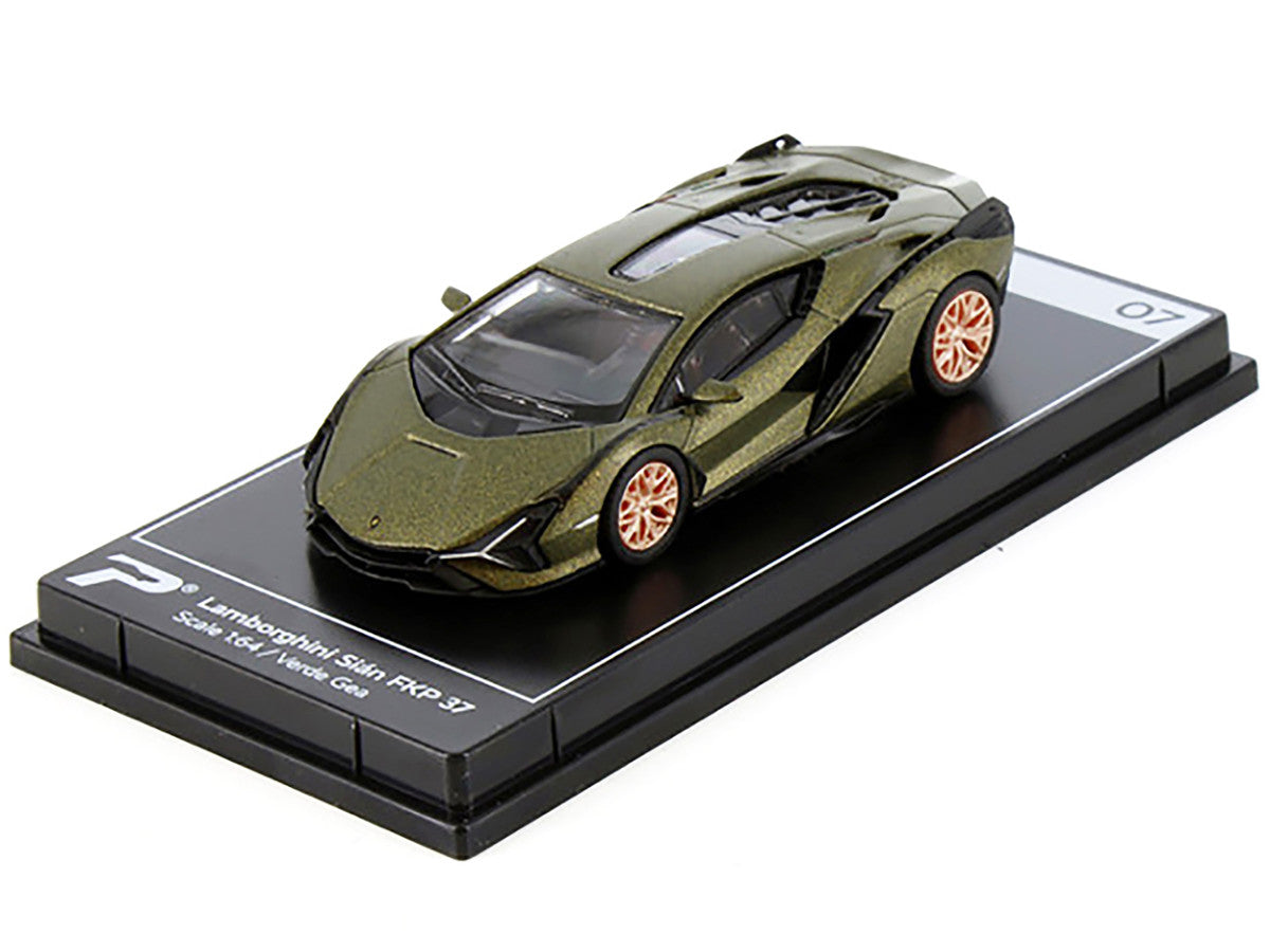 Lamborghini Sian FKP 37 Verde Gea Green Metallic "Hypercar League Collection" 1/64 Diecast Model Car by PosterCars LuxuryLifeWay Online Store