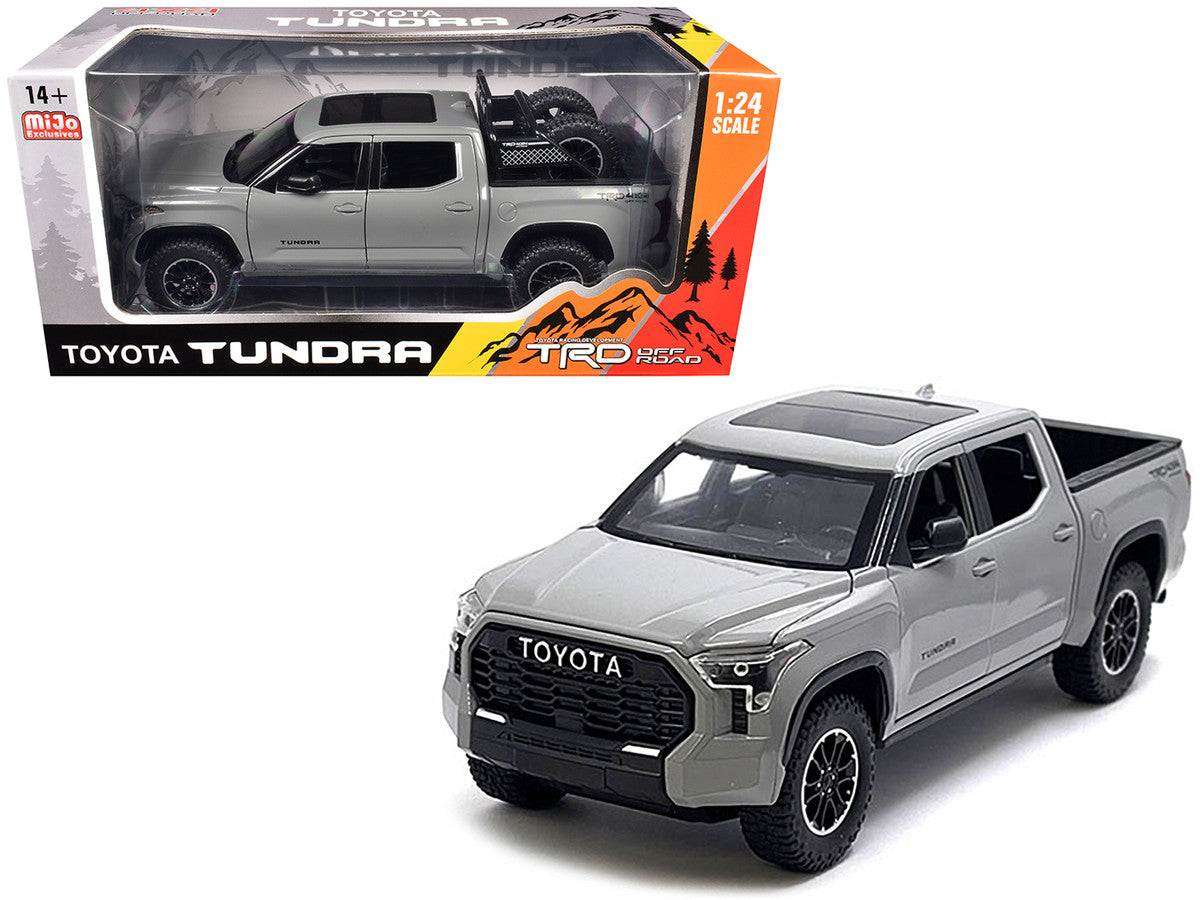 2023 Toyota Tundra TRD 4x4 Pickup Truck Cement Gray with Sunroof and Wheel Rack 1/24 Diecast Model Car LuxuryLifeWay Online Store