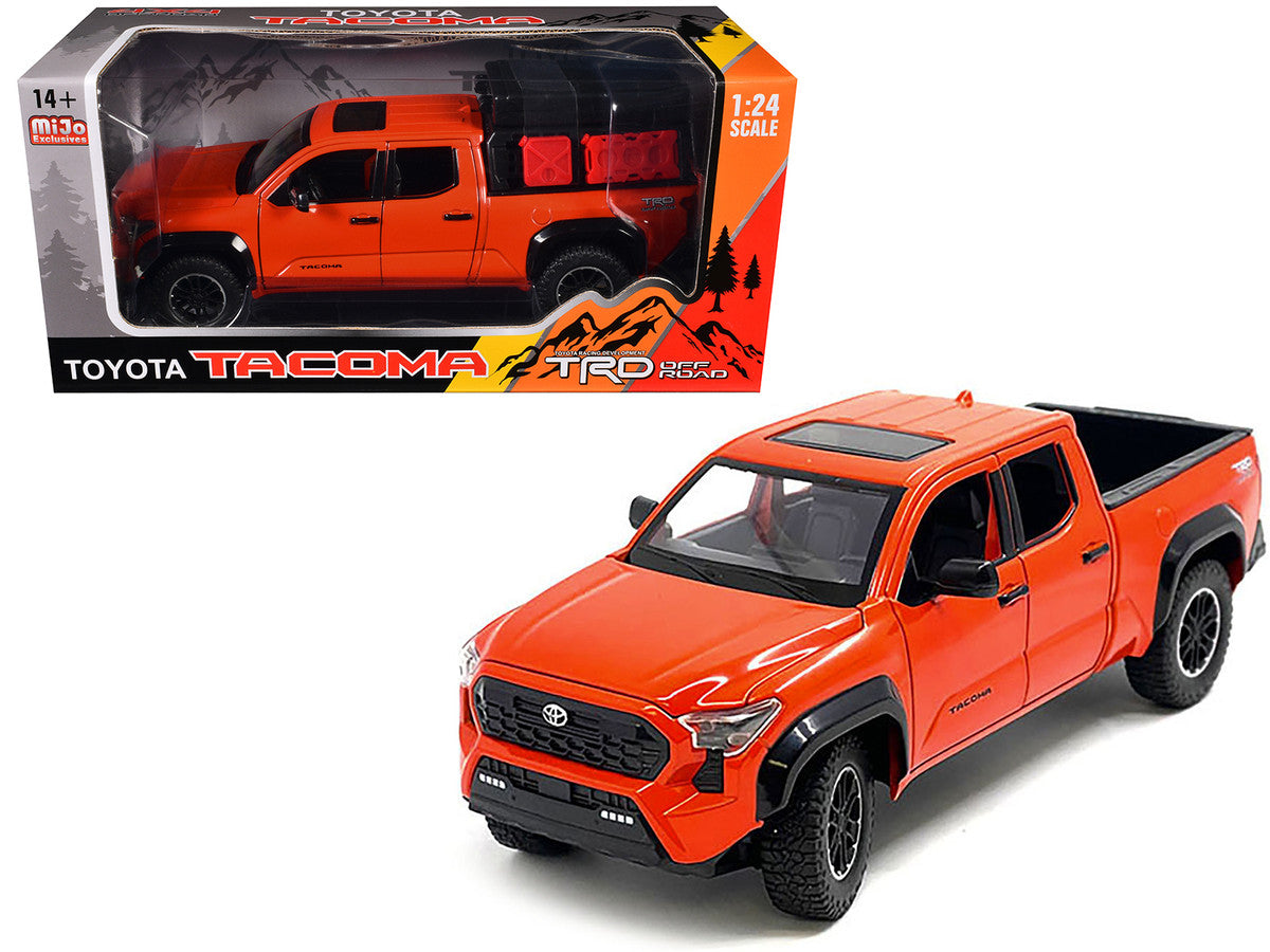 2024 Toyota Tacoma TRD Off-Road Edition Pickup Truck Octane Orange with Bed Camper 1/24 Diecast Model Car LuxuryLifeWay Online Store