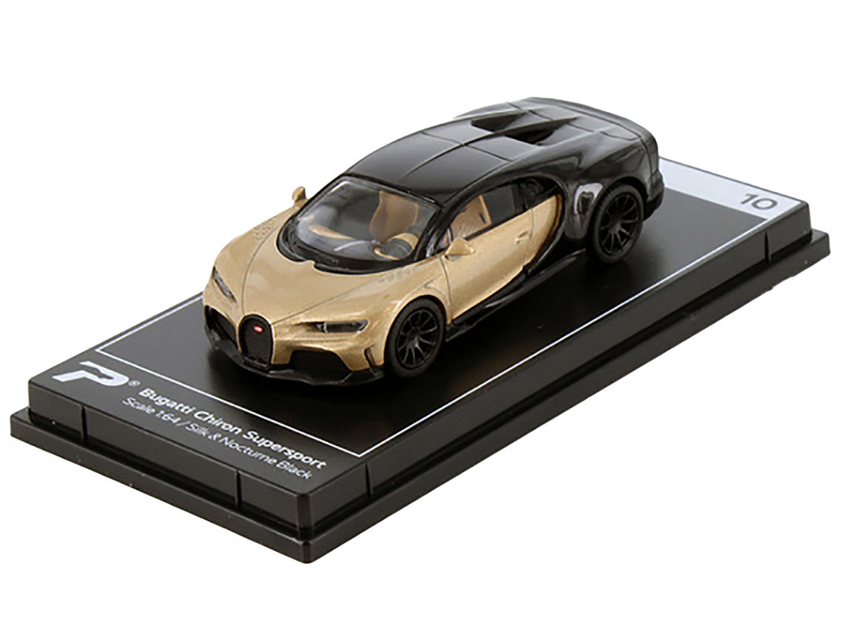 Bugatti Chiron Supersport Silk Gold Metallic and Nocturne Black "Hypercar League Collection" 1/64 Diecast Model Car by PosterCars LuxuryLifeWay Online Store