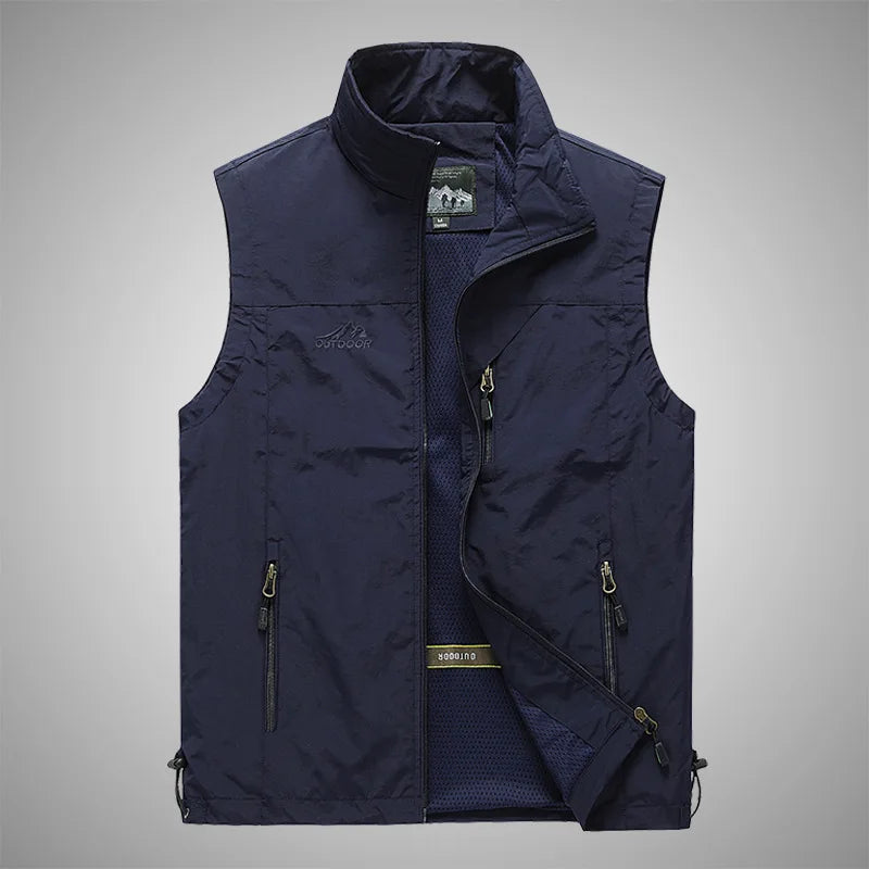 FGKKS Spring New Men Waistcoat Outdoor Leisure Solid Color Vest Young Middle-aged Photography Fishing Casual Vest Jacket Male LadyShow.Store