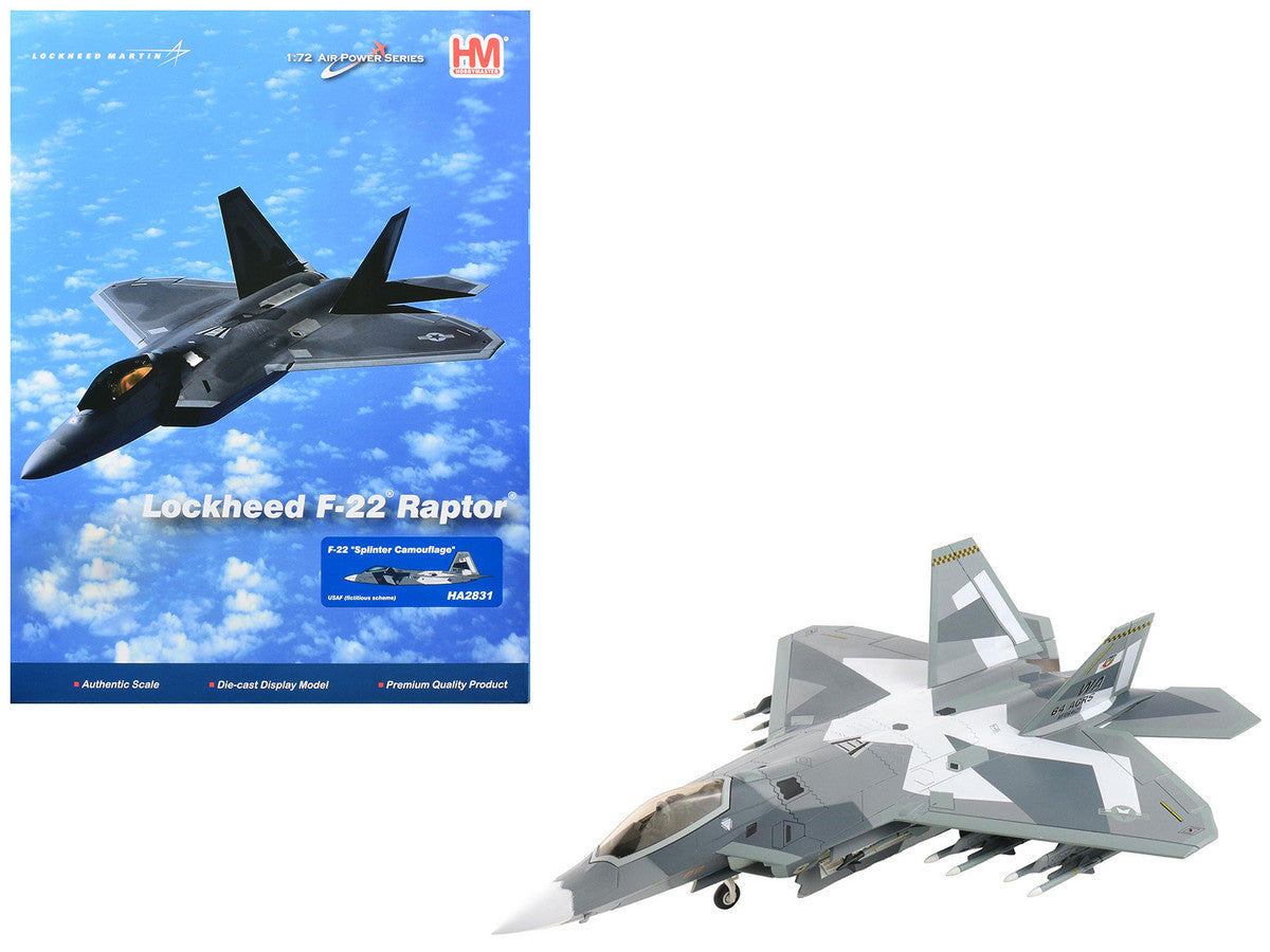 Lockheed F-22 Raptor Stealth Aircraft "Splinter Camouflage" United States Air Force "Air Power Series" 1/72 Diecast Model by Hobby Master LuxuryLifeWay Online Store