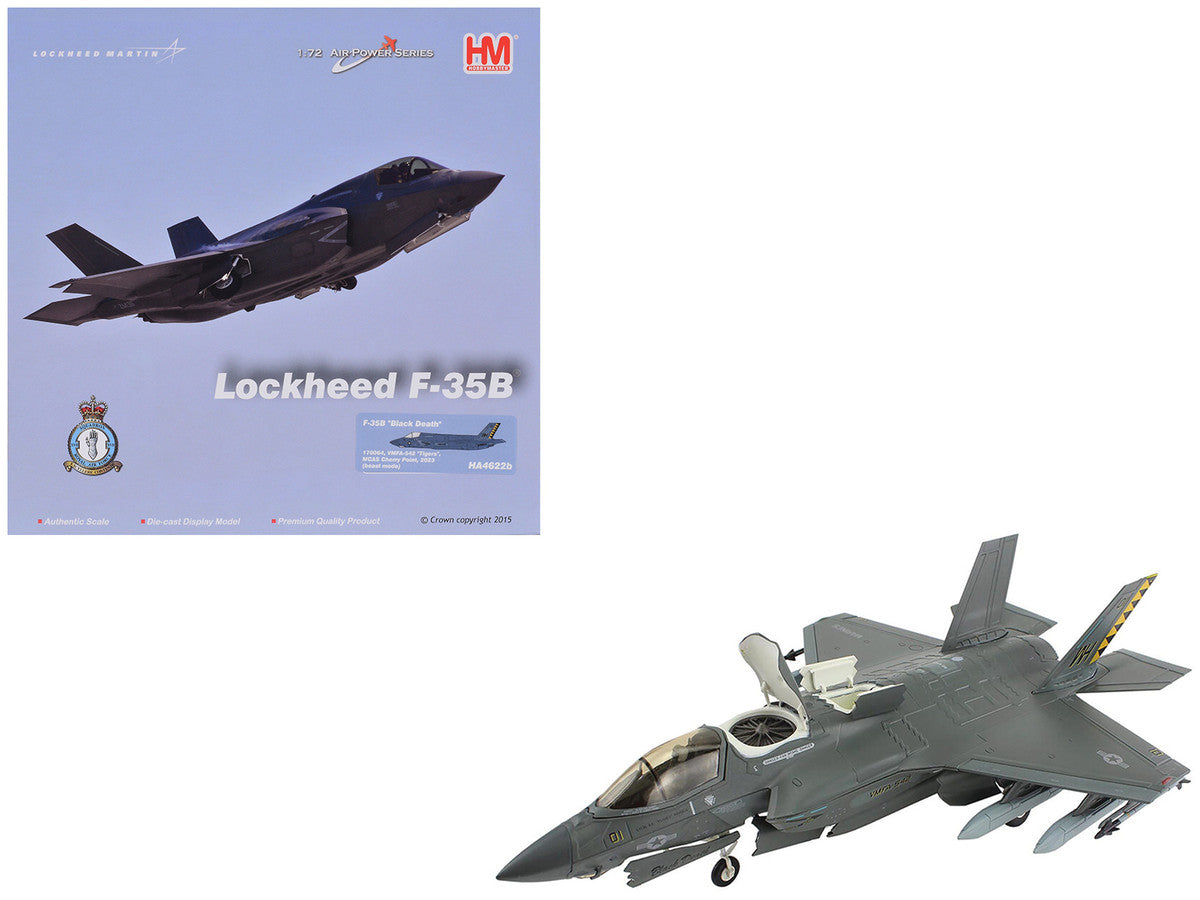 Lockheed Martin F-35B Lightning II Aircraft (Beast Mode) "Black Death VMFA-542 MCAS Cherry Point" (2023) United States Marine Corps "Air Power Series" 1/72 Diecast Model by Hobby Master LuxuryLifeWay Online Store