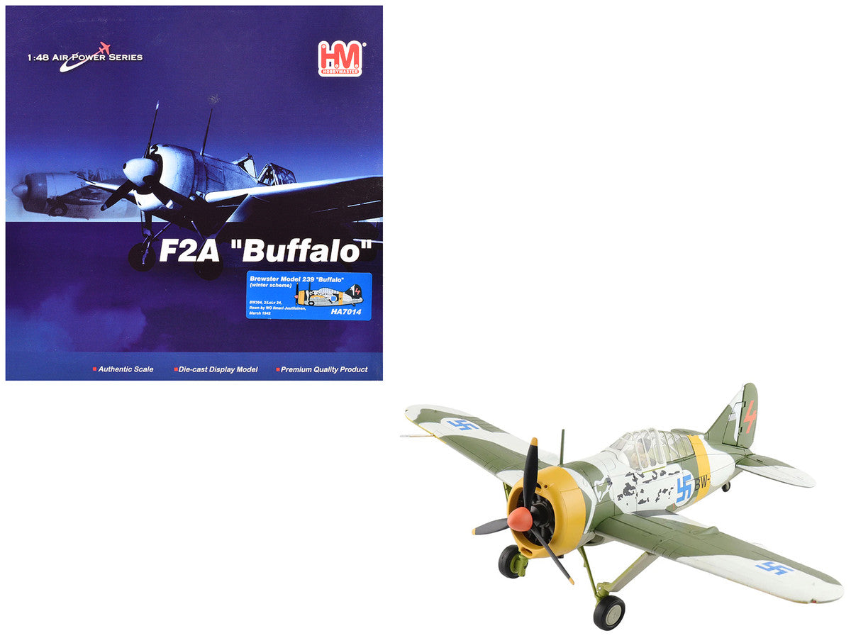 Brewster F2A Model 239 "Buffalo" Fighter Aircraft "BW364 LeLv 24 flown by Warrant Officer Ilmari Juutilainen" (1942) Finnish Air Force "Air Power Series" 1/48 Diecast Model by Hobby Master LuxuryLifeWay Online Store