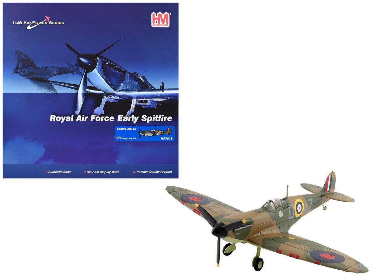 Supermarine Spitfire Mk.1a Fighter Aircraft "X4009 Flight Lieutenant P.C. Hughes" (1940) British Royal Air Force "Air Power Series" 1/48 Diecast Model by Hobby Master LuxuryLifeWay Online Store
