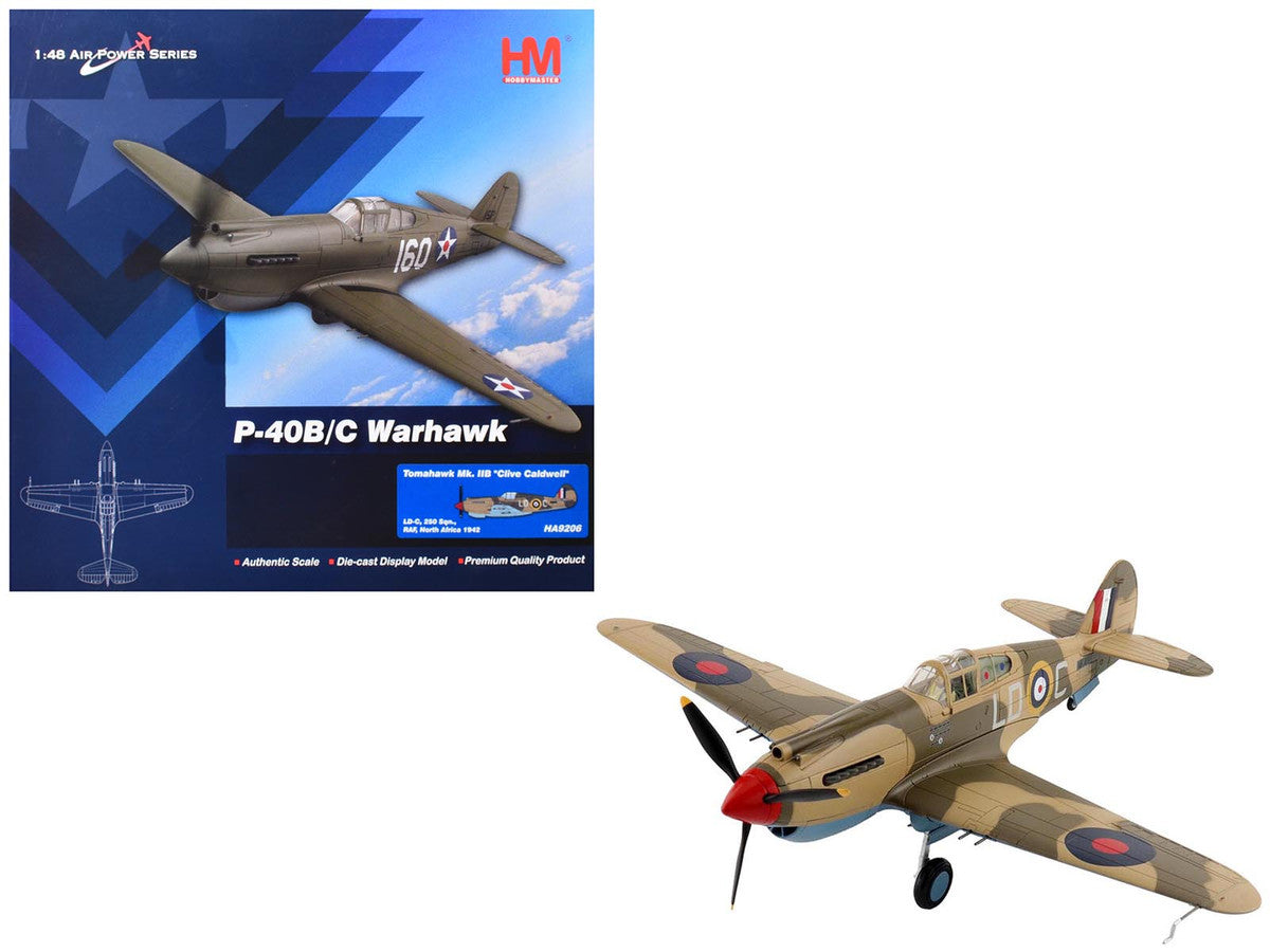 Curtiss P-40 Warhawk Tomahawk Mk IIB Aircraft "LD-C Clive Caldwell No. 250 Squadron North Africa" (1942) British Royal Air Force "Air Power Series" 1/48 Diecast Model by Hobby Master LuxuryLifeWay Online Store