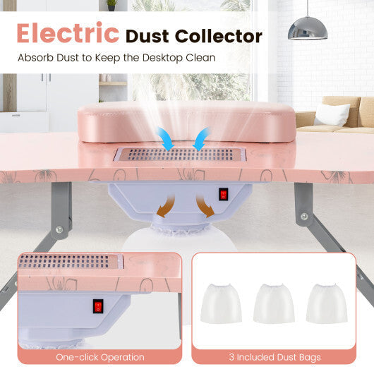 Manicure Nail Table with Bendable USB-plug LED Table Lamp-Pink LuxuryLifeWay Online Store