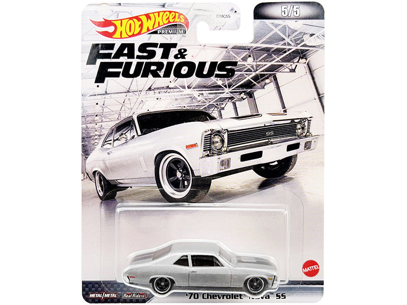 1970 Chevrolet Nova SS Silver Metallic with Black Stripes "Fast & Furious" Series Diecast Model Car by Hot Wheels LuxuryLifeWay Online Store