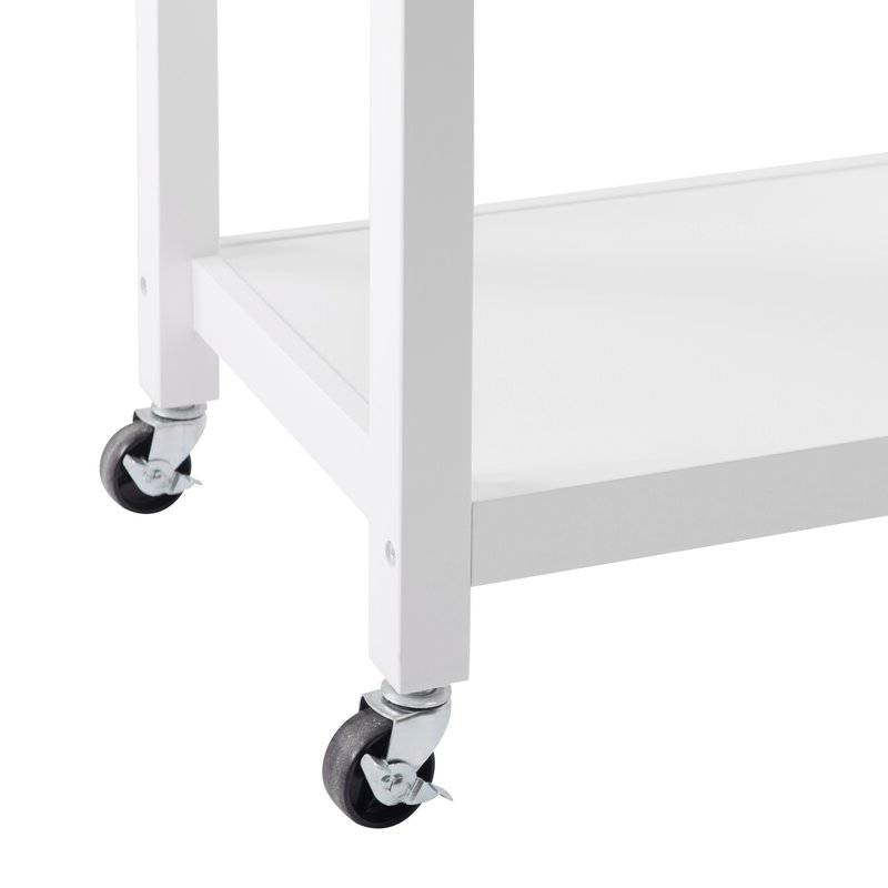 White Stainless Steel Top Kitchen Cart with Drawer and Storage Shelves LuxuryLifeWay Online Store