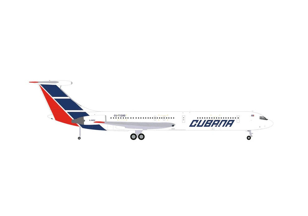 Ilyushin IL-62M Commercial Aircraft "Cubana de Aviacion" (T1280) White with Blue and Red Tail 1/200 Diecast Model Airplane by Herpa LuxuryLifeWay Online Store